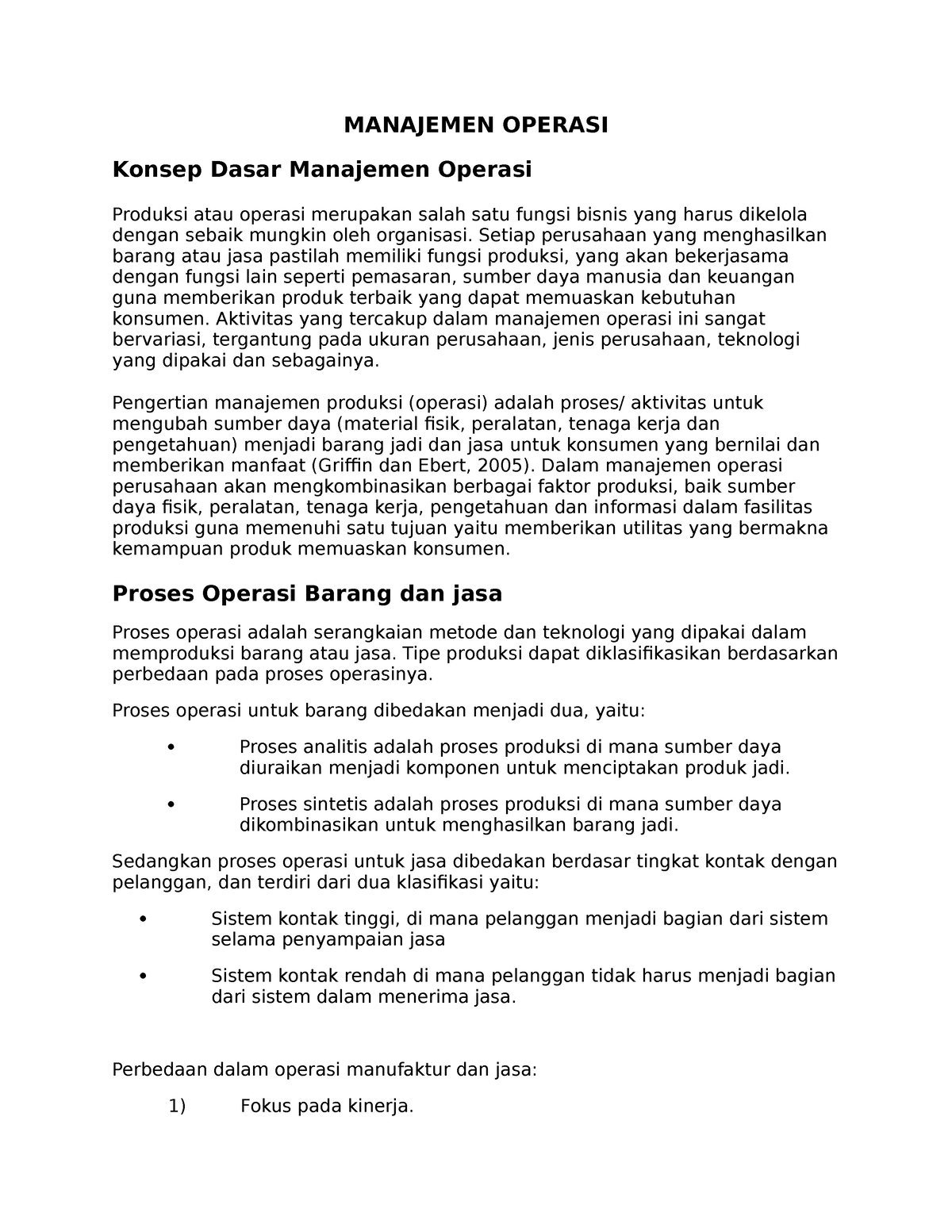 Manajemen Operasi - MANAJEMEN OPERASI Konsep Dasar Manajemen Operasi ...