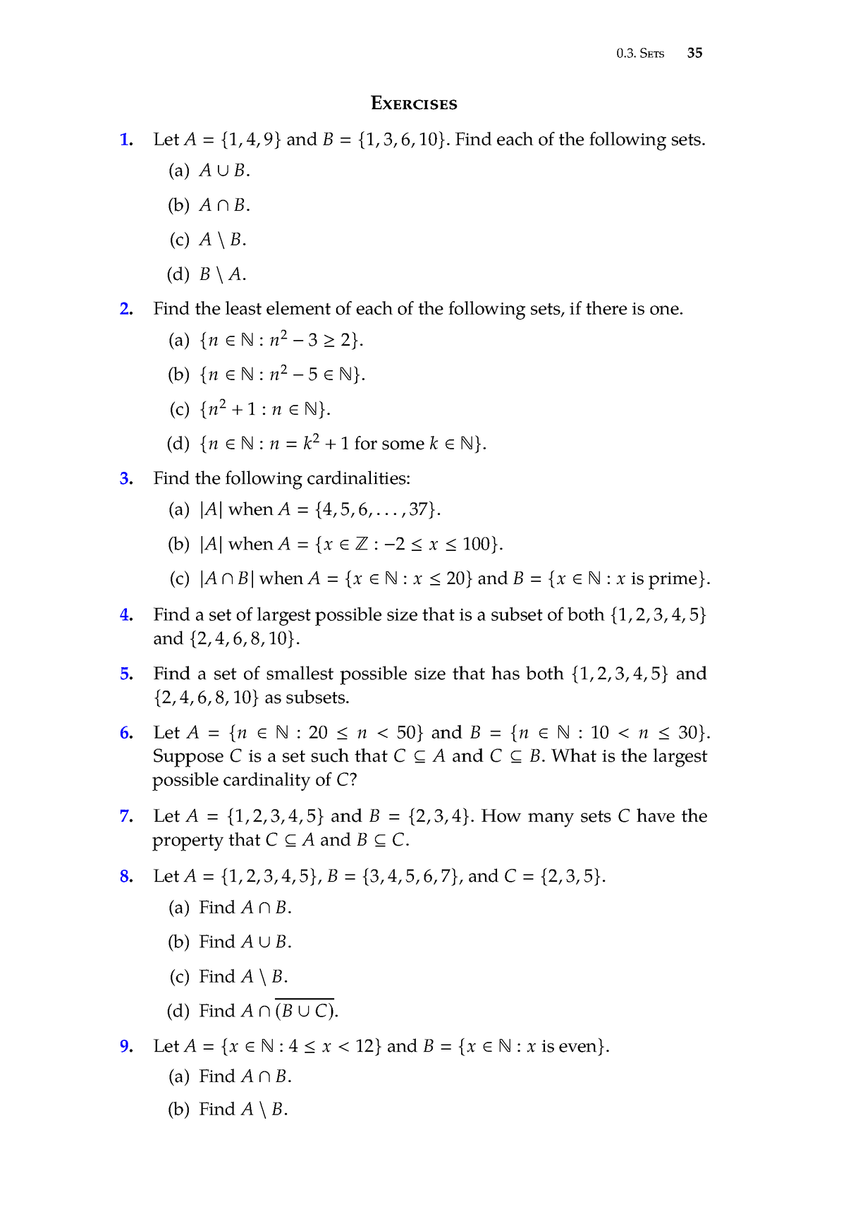 Discrete Mathematics And Proof-11 - Sets 35 Exercises Let A { 1 , 4 , 9 ...