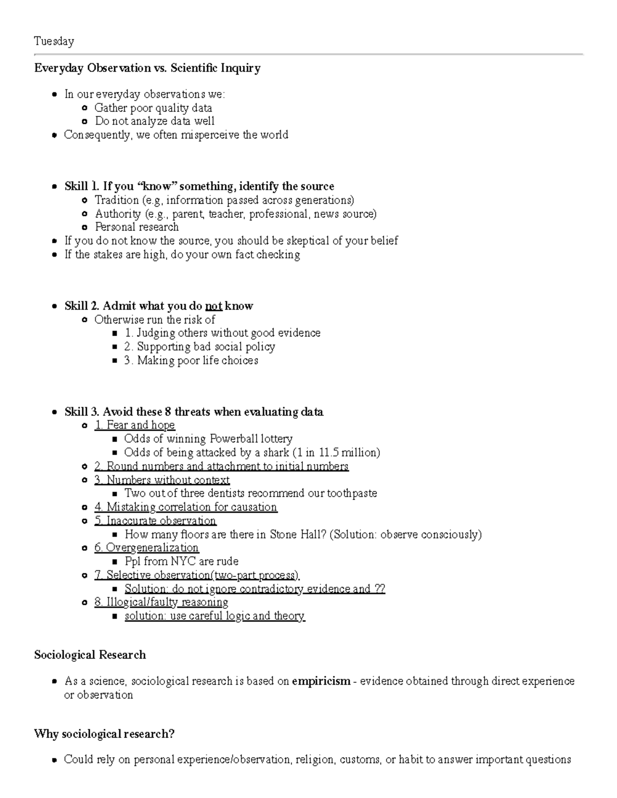 Week3 - SOC 100 Introductory Sociology week 3 lecture notes - Tuesday ...