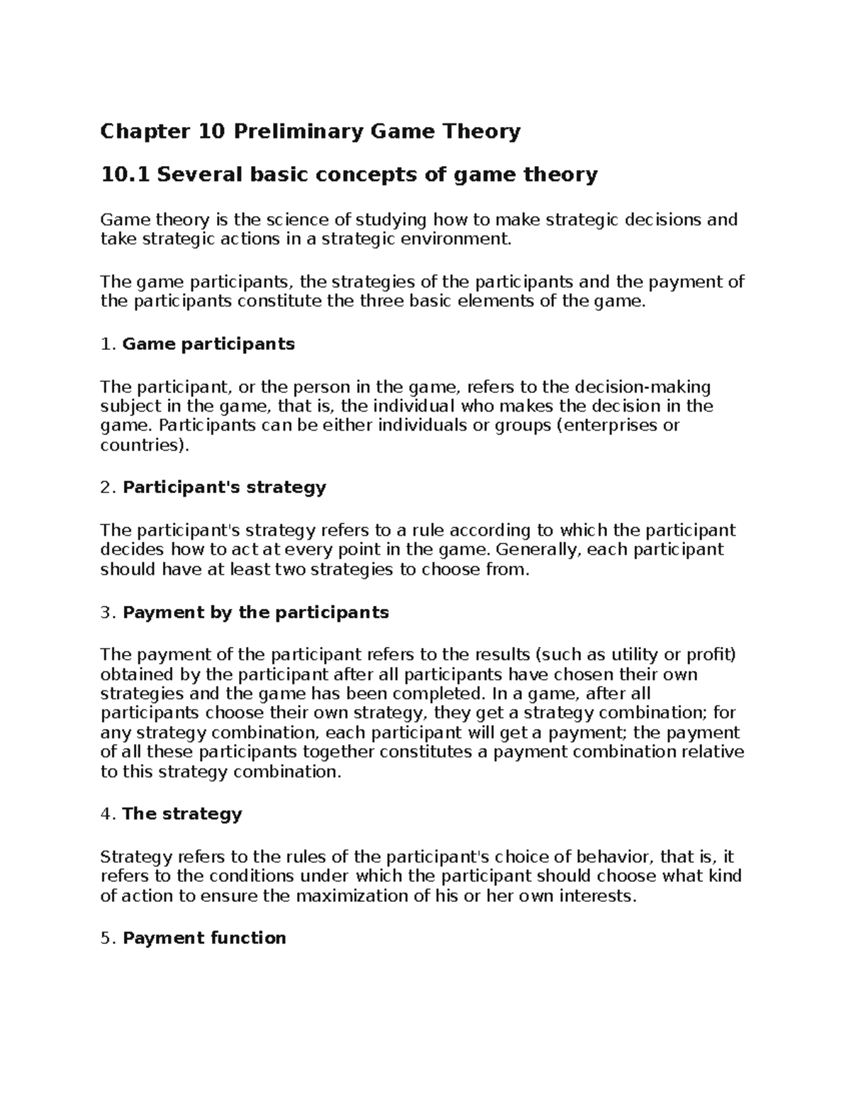 Chapter 10 Preliminary Game Theory - Chapter 10 Preliminary Game Theory ...