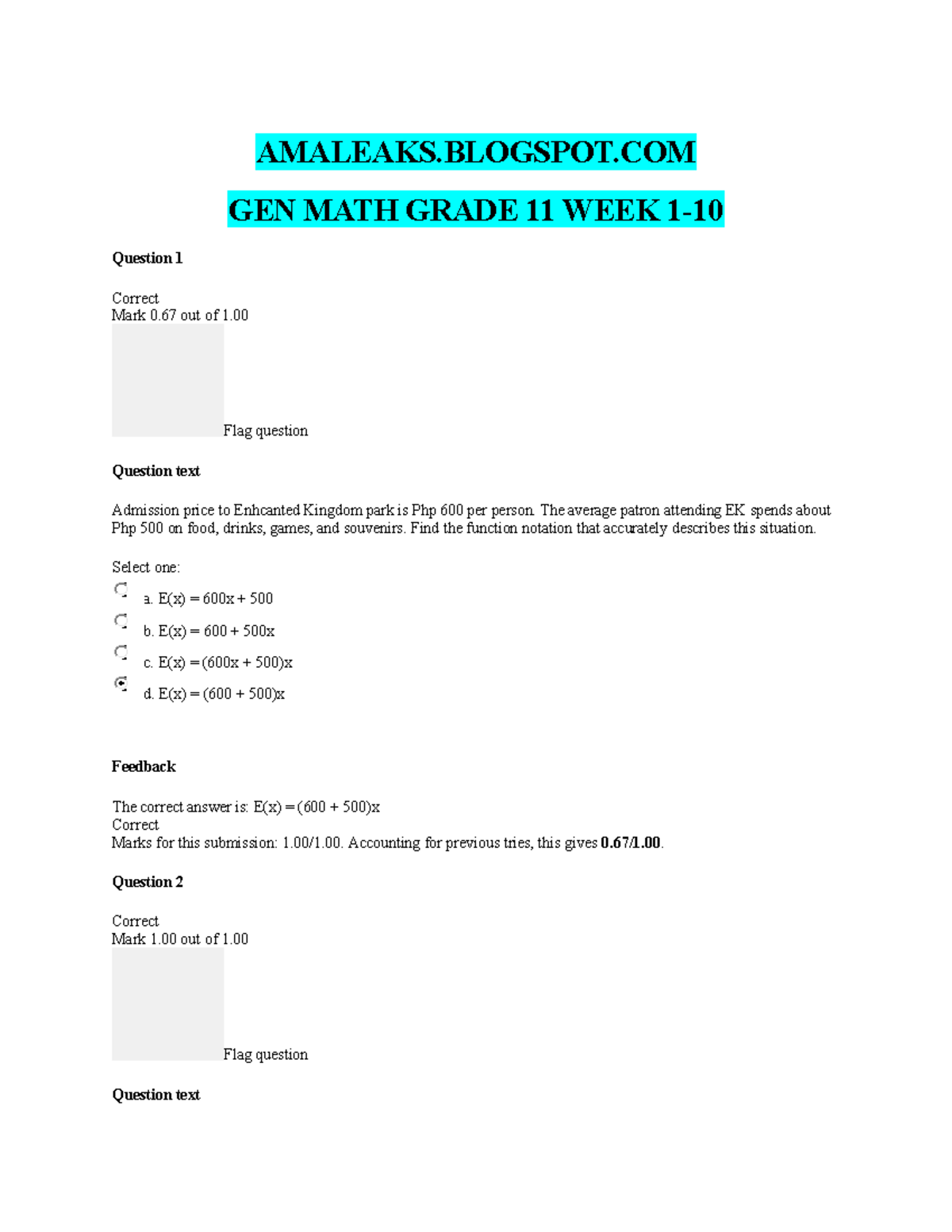 Genmath- Answers - Gen math source oed - AMALEAKS.BLOGSPOT GEN MATH ...
