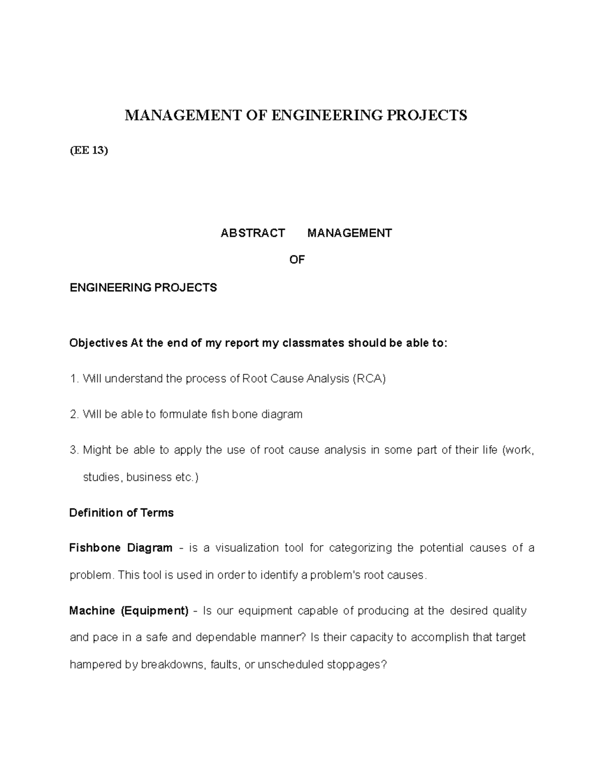 23. Abstract Management OF Engineering project - MANAGEMENT OF ...