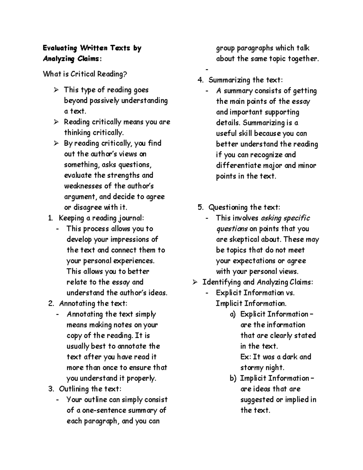 Ra WS REV - ni8tydsh - Evaluating Written Texts by Analyzing Claims ...