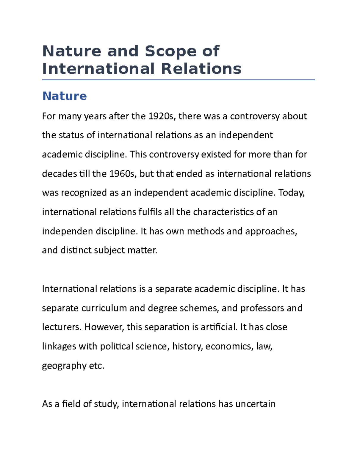 international relations research questions