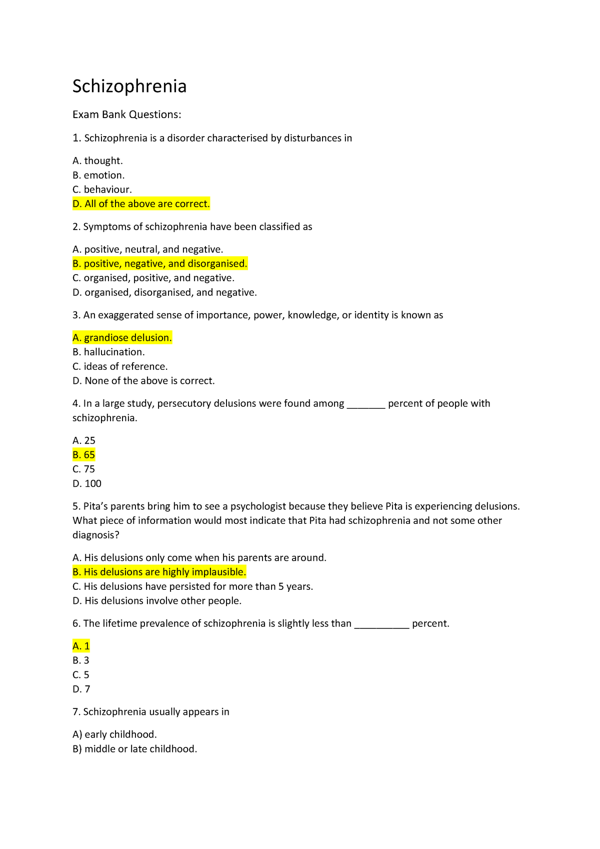 SOLUTION: Asesoramiento de s ntomas e historia de la esquizofrenia wesleyan  university - Studypool