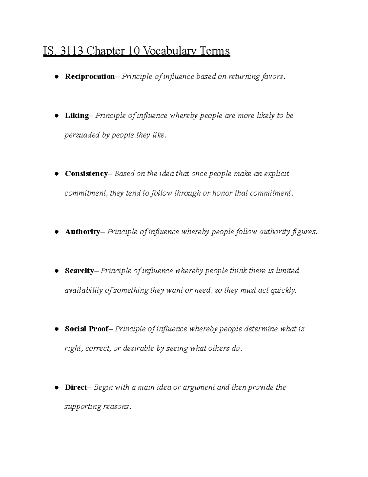 IS. 3113 Chapter 10 Vocabulary Terms - IS. 3113 Chapter 10 Vocabulary ...
