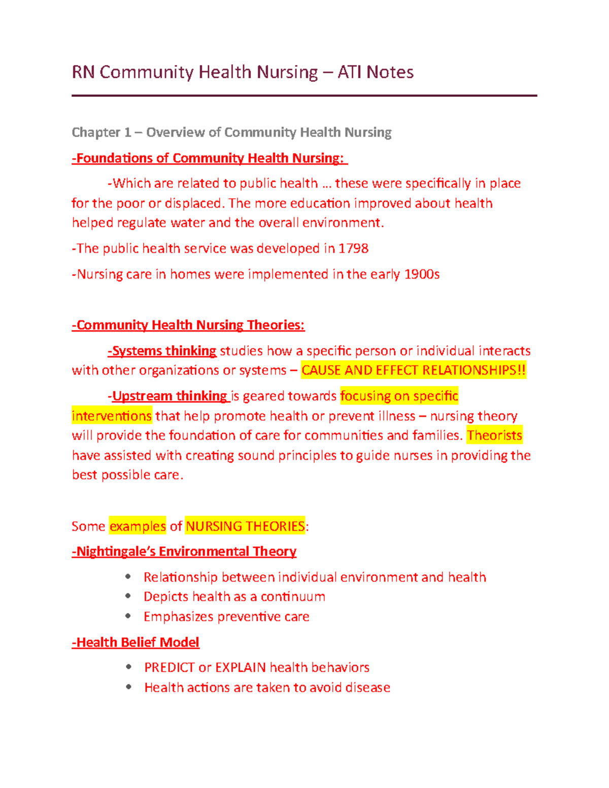 RN Community Health Nursing ATI Notes - RN Community Health Nursing ...