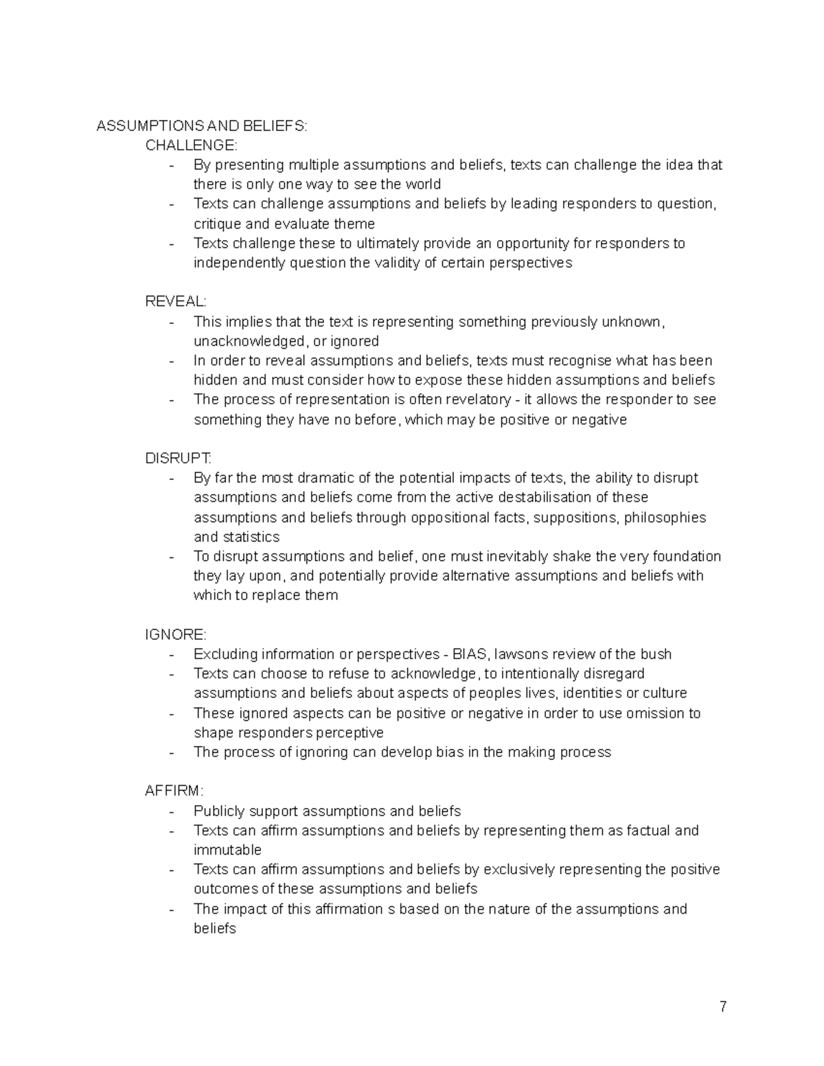 The greatest english notes of all time - ASSUMPTIONS AND BELIEFS ...