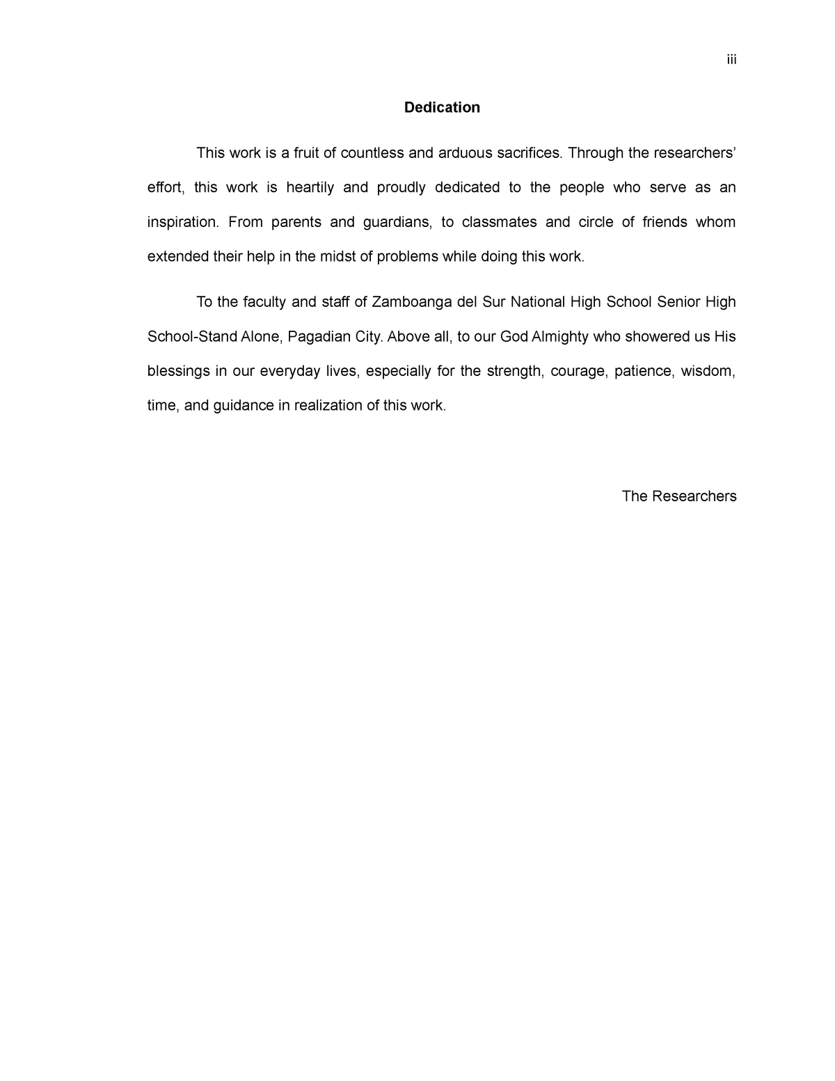 sample of thesis dedication letter