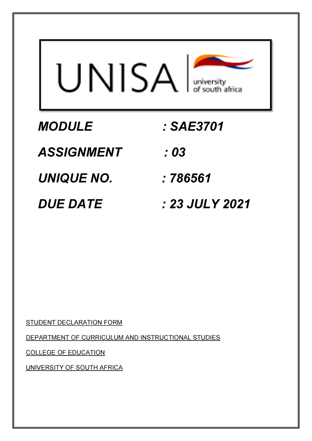 sae3701 assignment 3 memorandum 2022