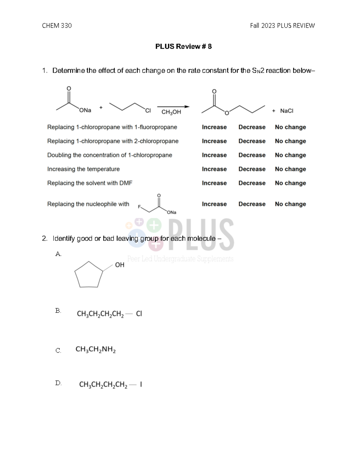 FA23+PLUS+Review+8 - From benson - CHEM 330 Fall 20 23 PLUS REVIEW PLUS ...