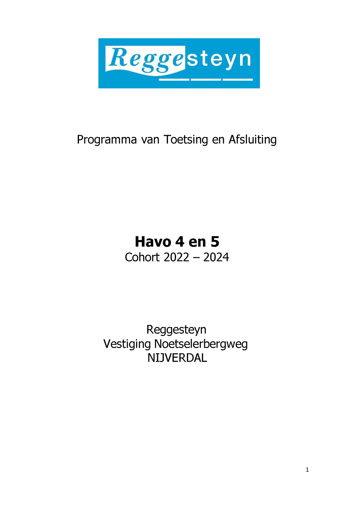 PTA 4 Havo Def (cohort 2022-2024) - Programma Van Toetsing En ...