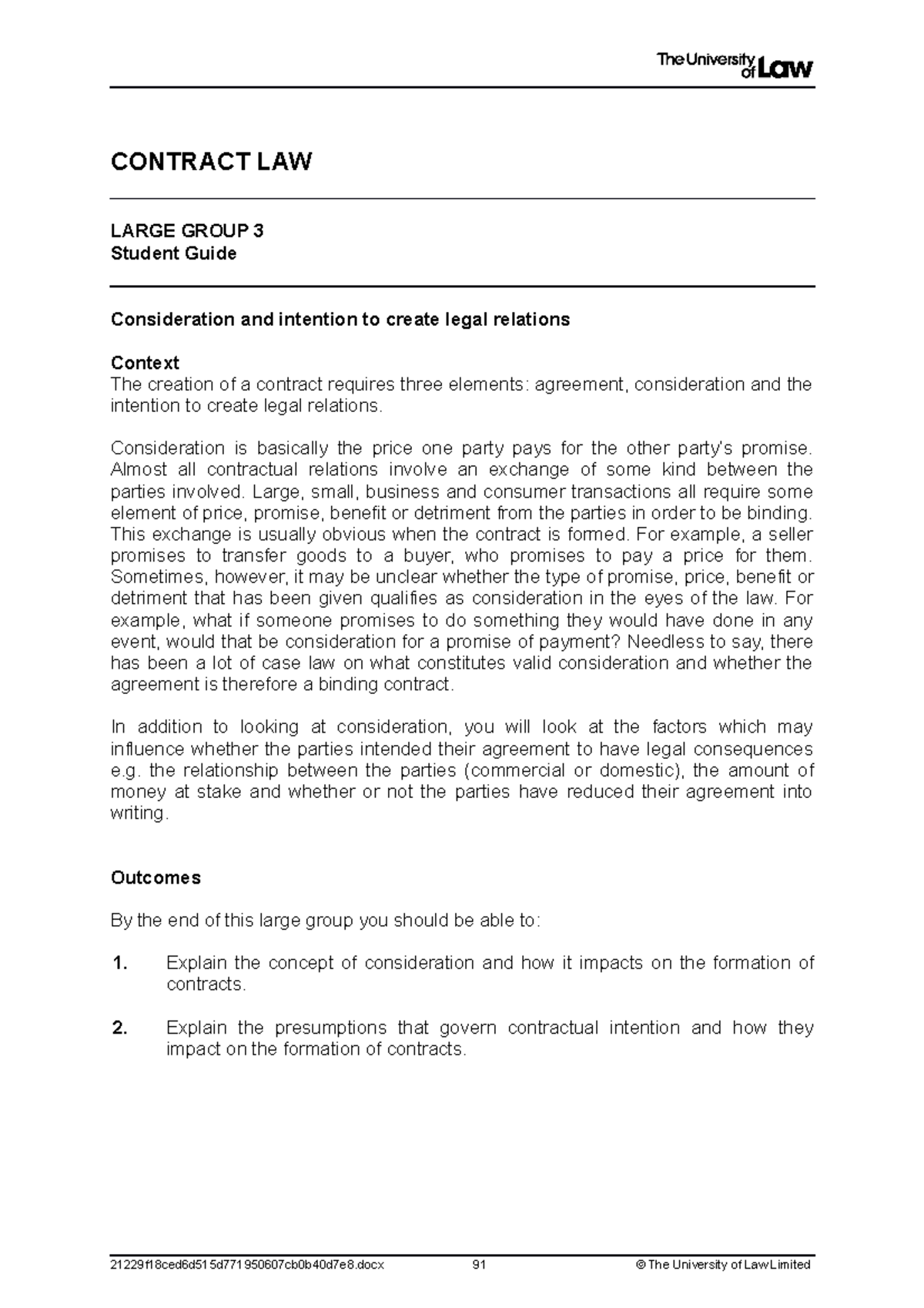 Student Guide 3 - Lecture Notes - CONTRACT LAW LARGE GROUP 3 Student ...