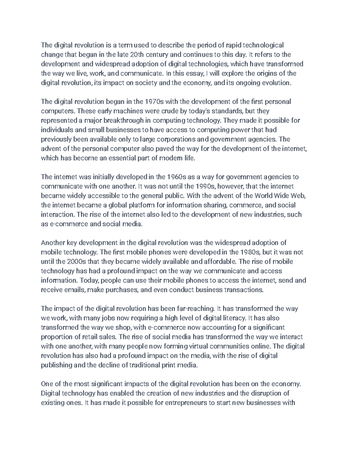 digital revolution essay conclusion