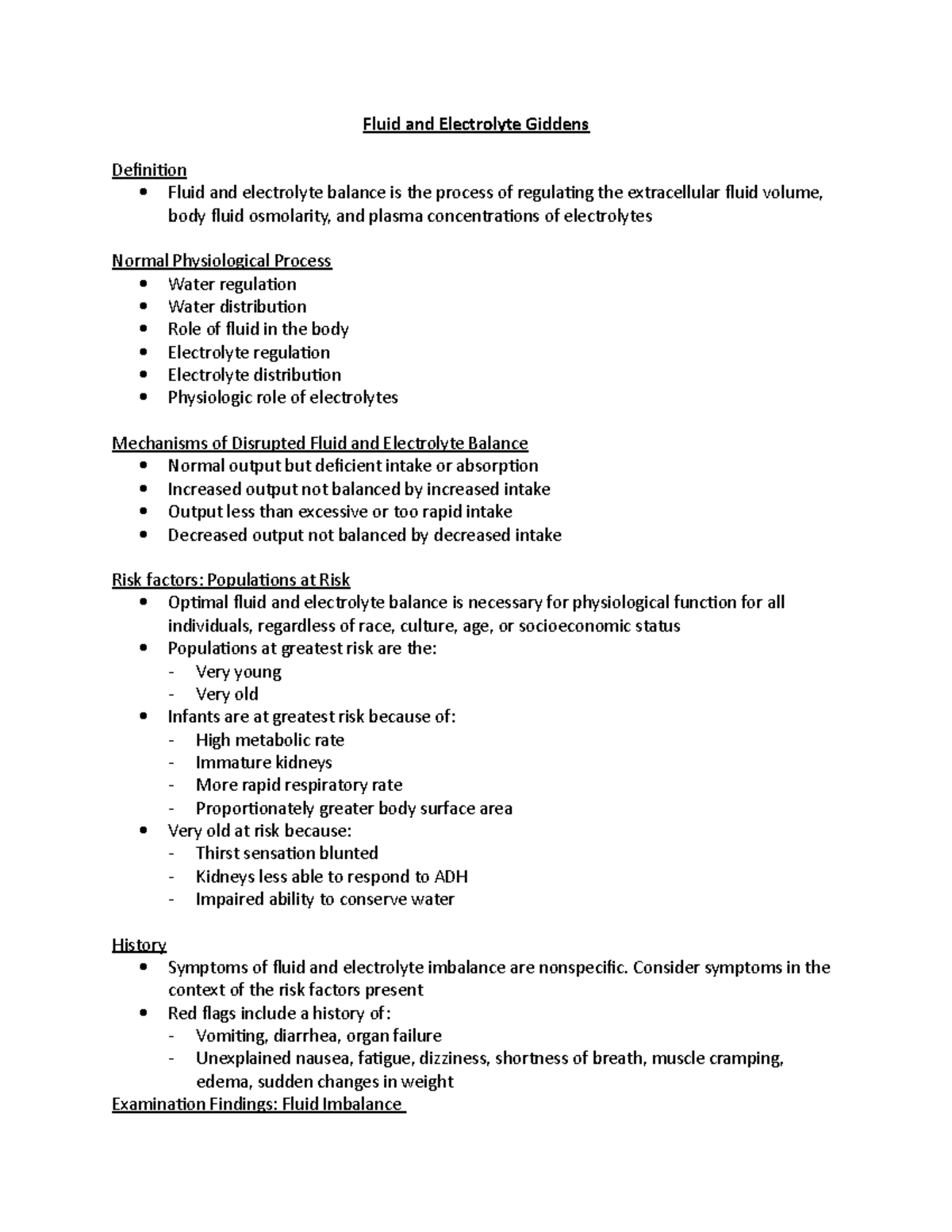 Fluid and Electrolyte Giddens SD Fluid and Electrolyte Giddens Definition Fluid and