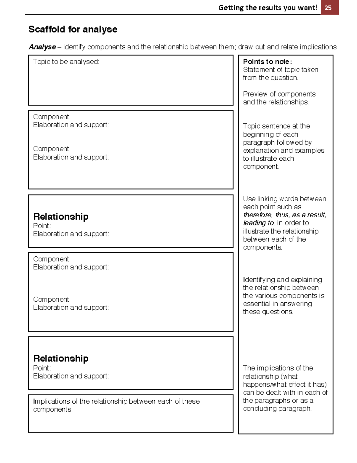 Writing Scaffold - Analyse - Getting the results you want! 25 Scaffold ...
