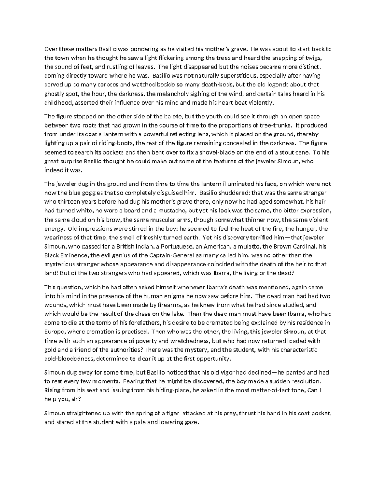 Chapter 7 El Filibusterismo - Over these matters Basilio was pondering ...