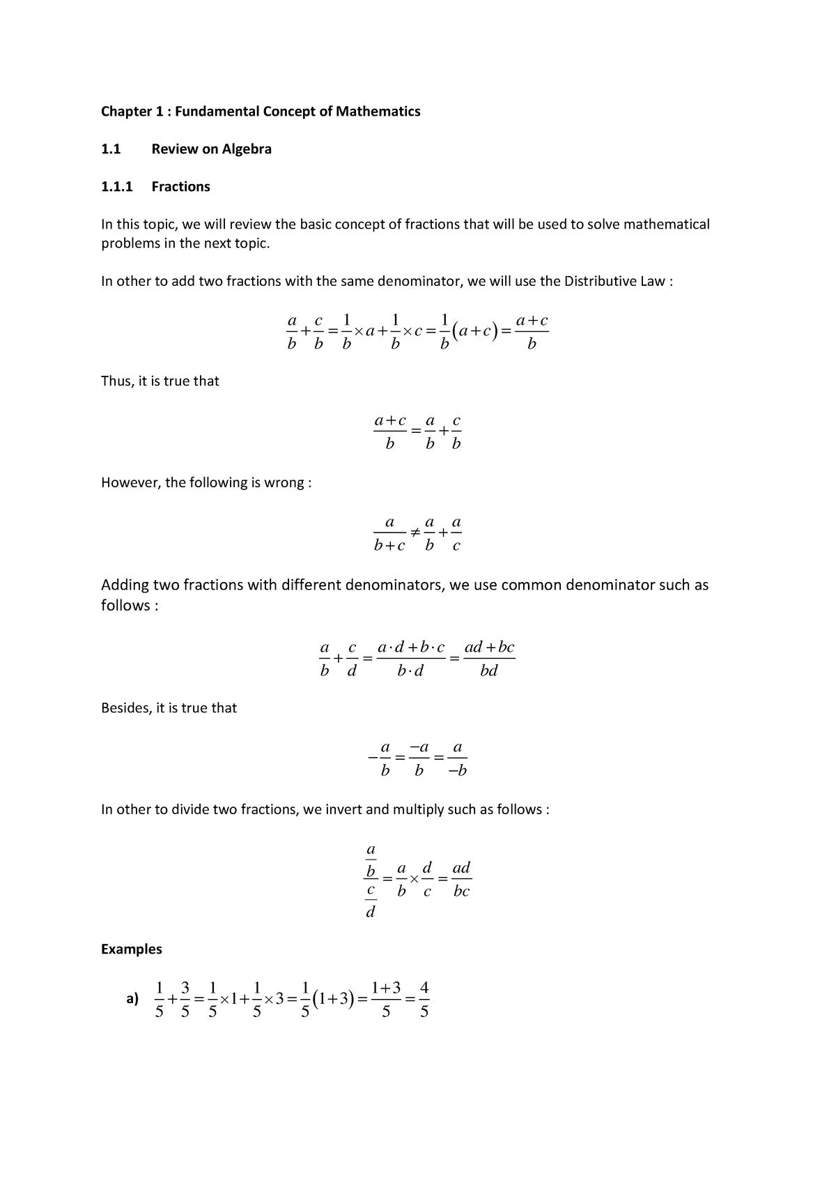 Chapter 1 Fundamental Concept Of Mathematics - Chapter 1 : Fundamental ...