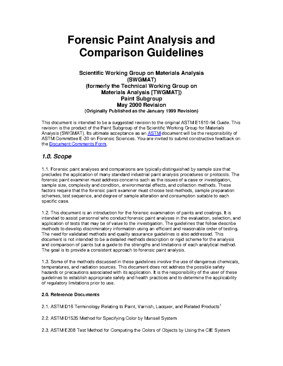 01 Forensic Paint Analysis and Comparison Guidelines Forensic Paint