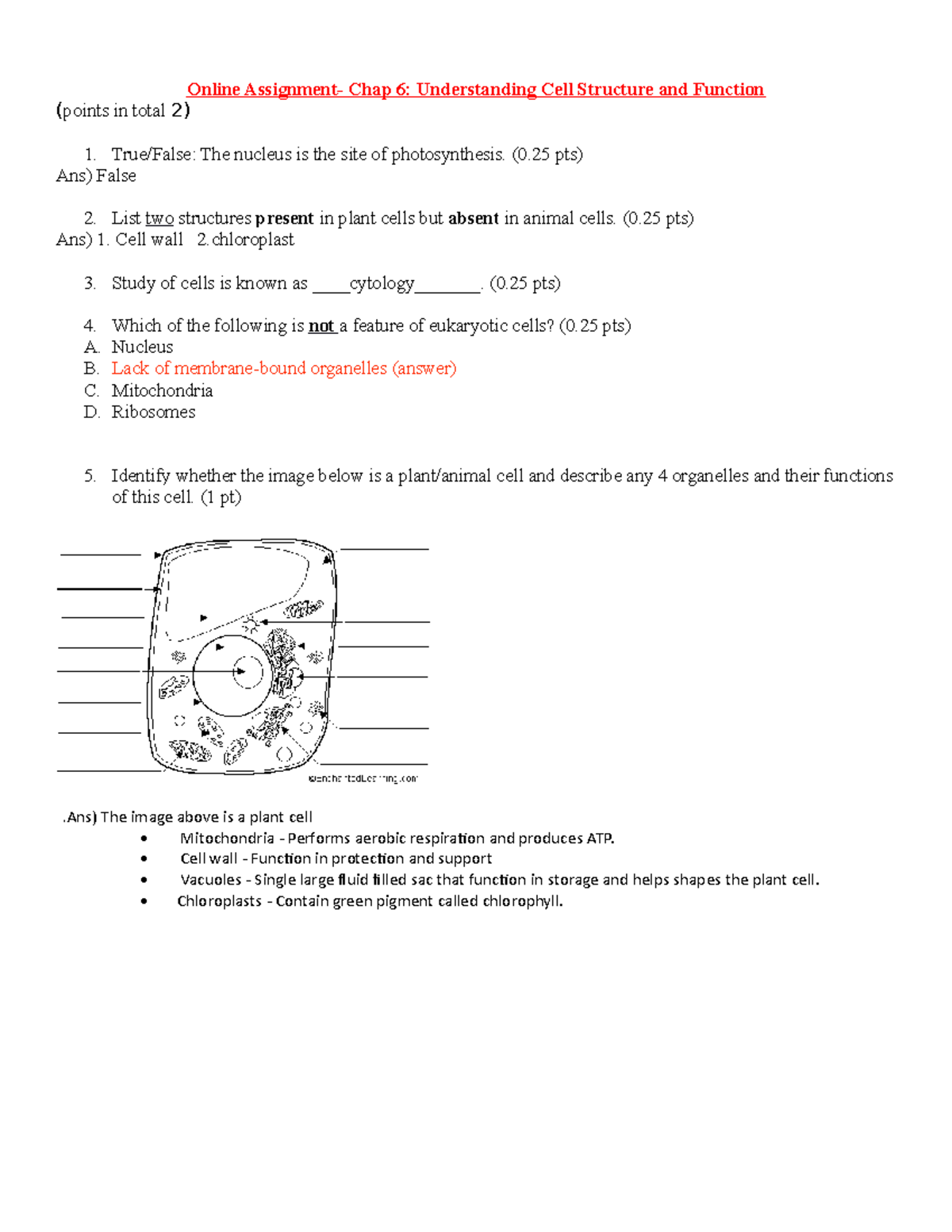 Lab 3-Cell - Homework assignment. - Online Assignment- Chap 6 ...