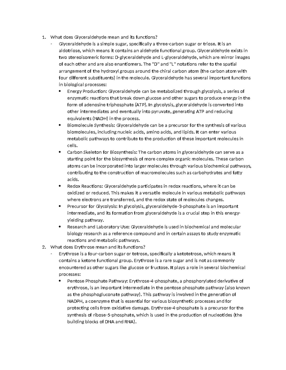 Biochem - What does Glyceraldehyde mean and its functions ...