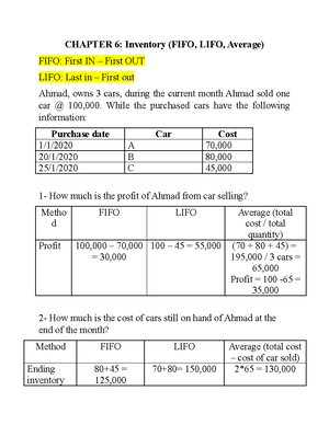 Periodic fifo - costing systems - Exercise-3 (FIFO, LIFO and average ...
