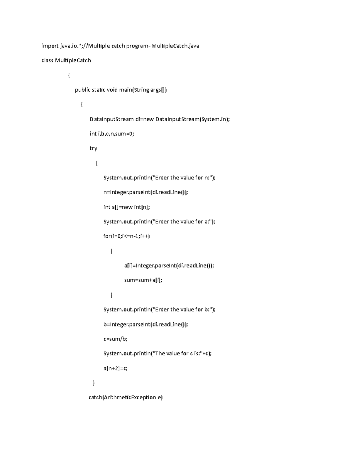 Import java12.-WPS Office - import java.*;//Multiple catch program ...