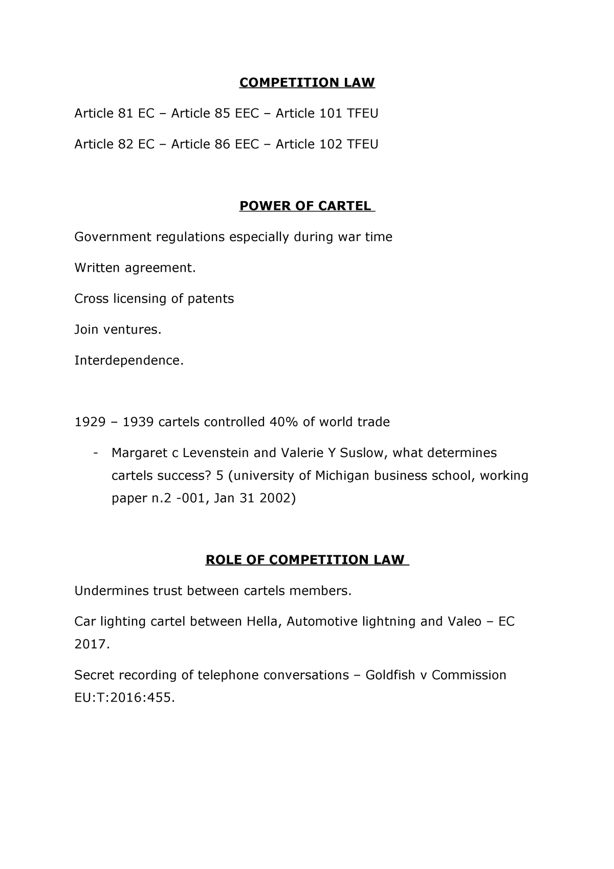 Competition LAW - COMPETITION LAW Article 81 EC – Article 85 EEC ...