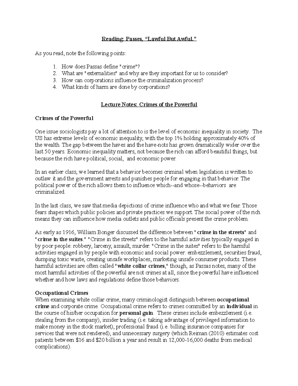 Discussion 1.2 All Notes [ Before Answers ] - Reading: Passes, “Lawful ...