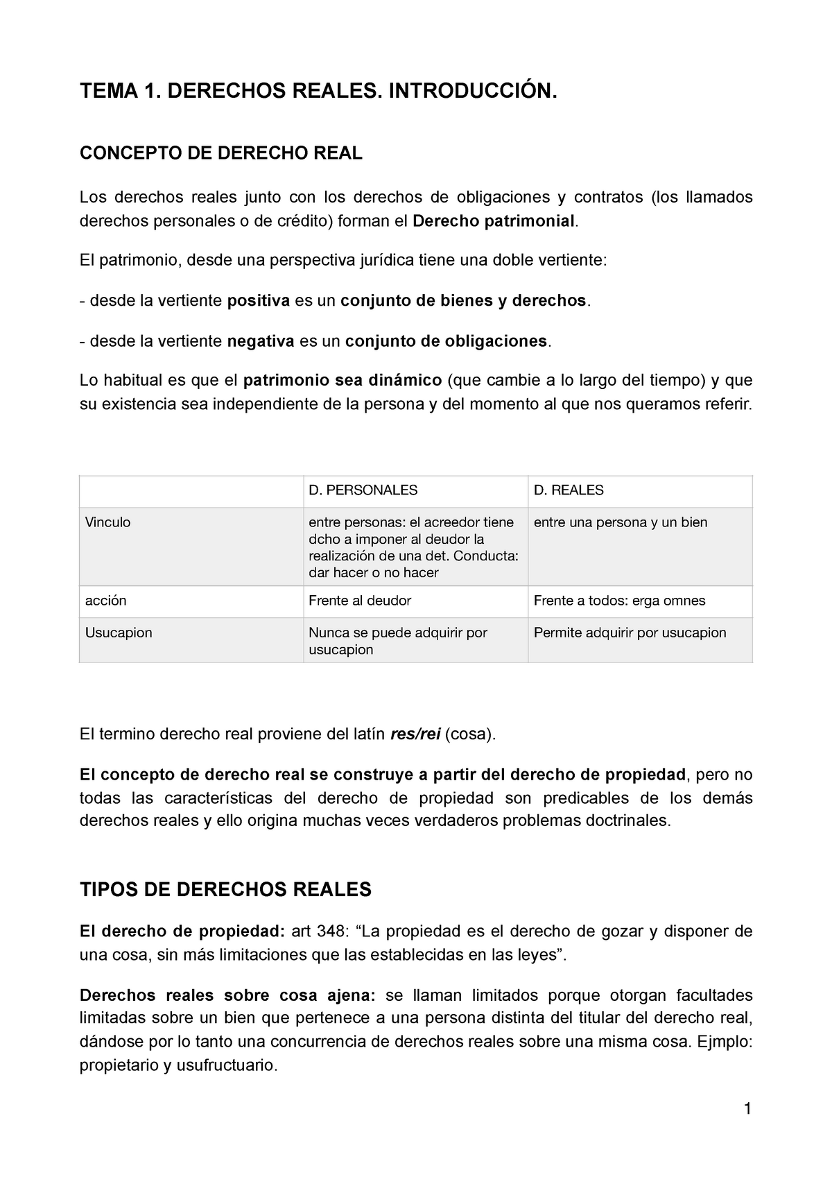 Derechos Reales Apuntes Al Tema Derechos Reales