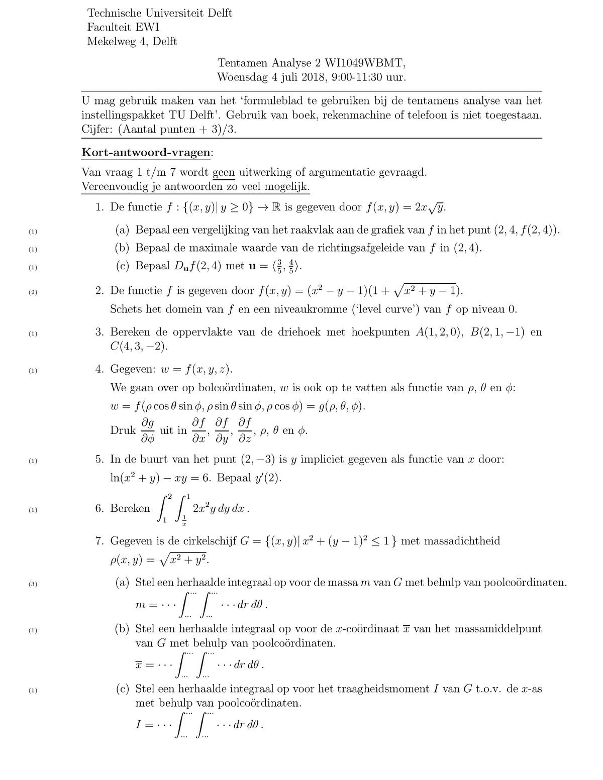Tentamen 4 Juli 18 Vragen En Antwoorden Technische Universiteit Delft Studeersnel