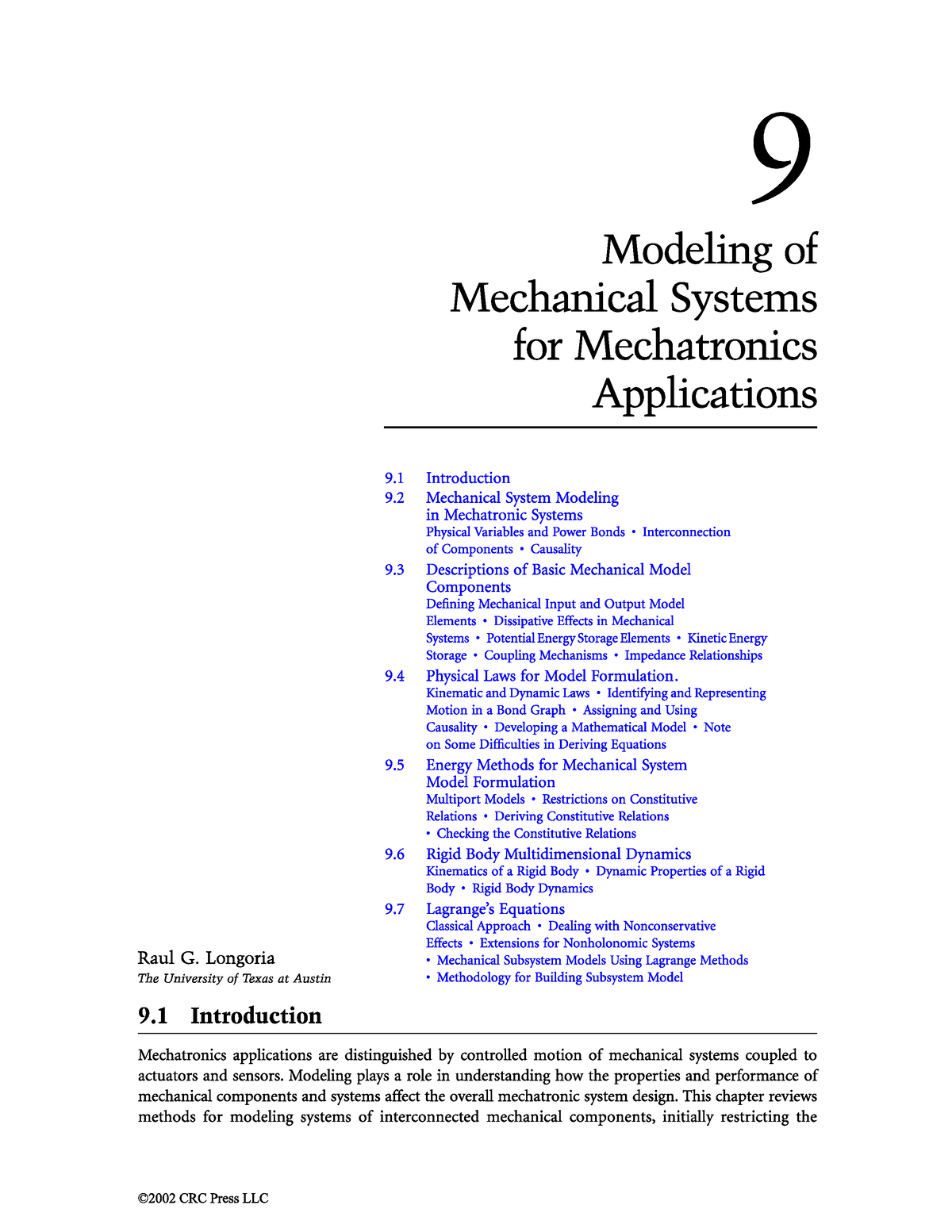 Mechanical System Modeling In Mechatronic Systems - Studocu