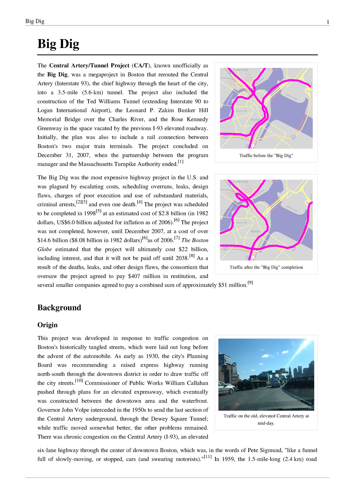 Big dig - The Central Artery/Tunnel Project (CA/T), known unofficially ...