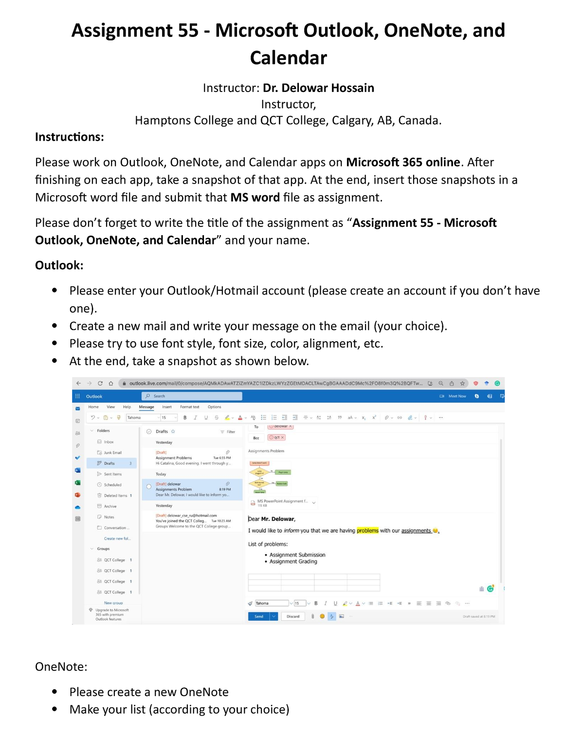 the outlook calendar assignment quizlet