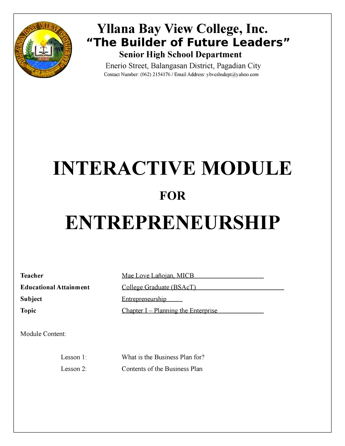 entrep-interactive-module-1-yllana-bay-view-college-inc-the