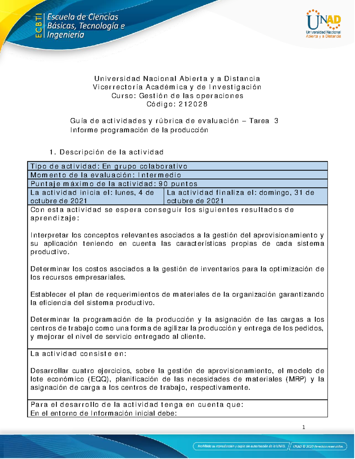 Guía de actividades y rúbrica de evaluación - Unidad 2 - Tarea 3 - Informe  programación de la - Studocu