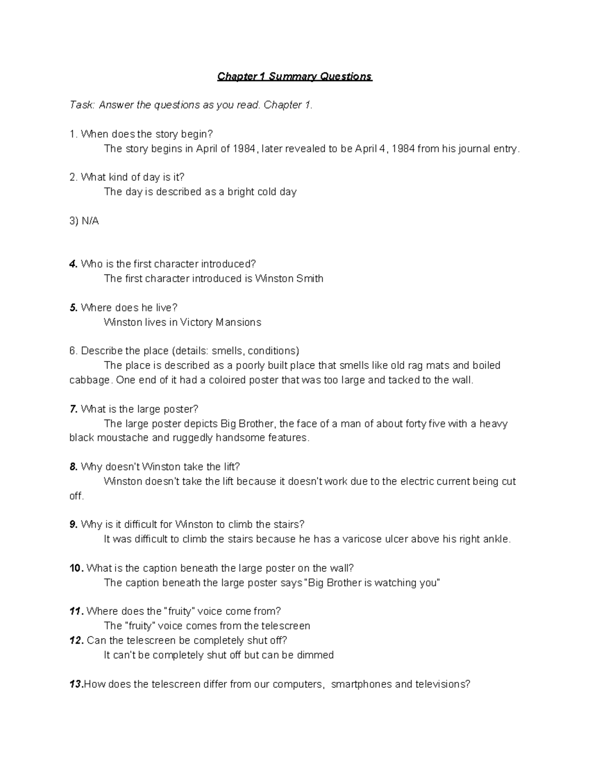 1984 part 1 essay questions