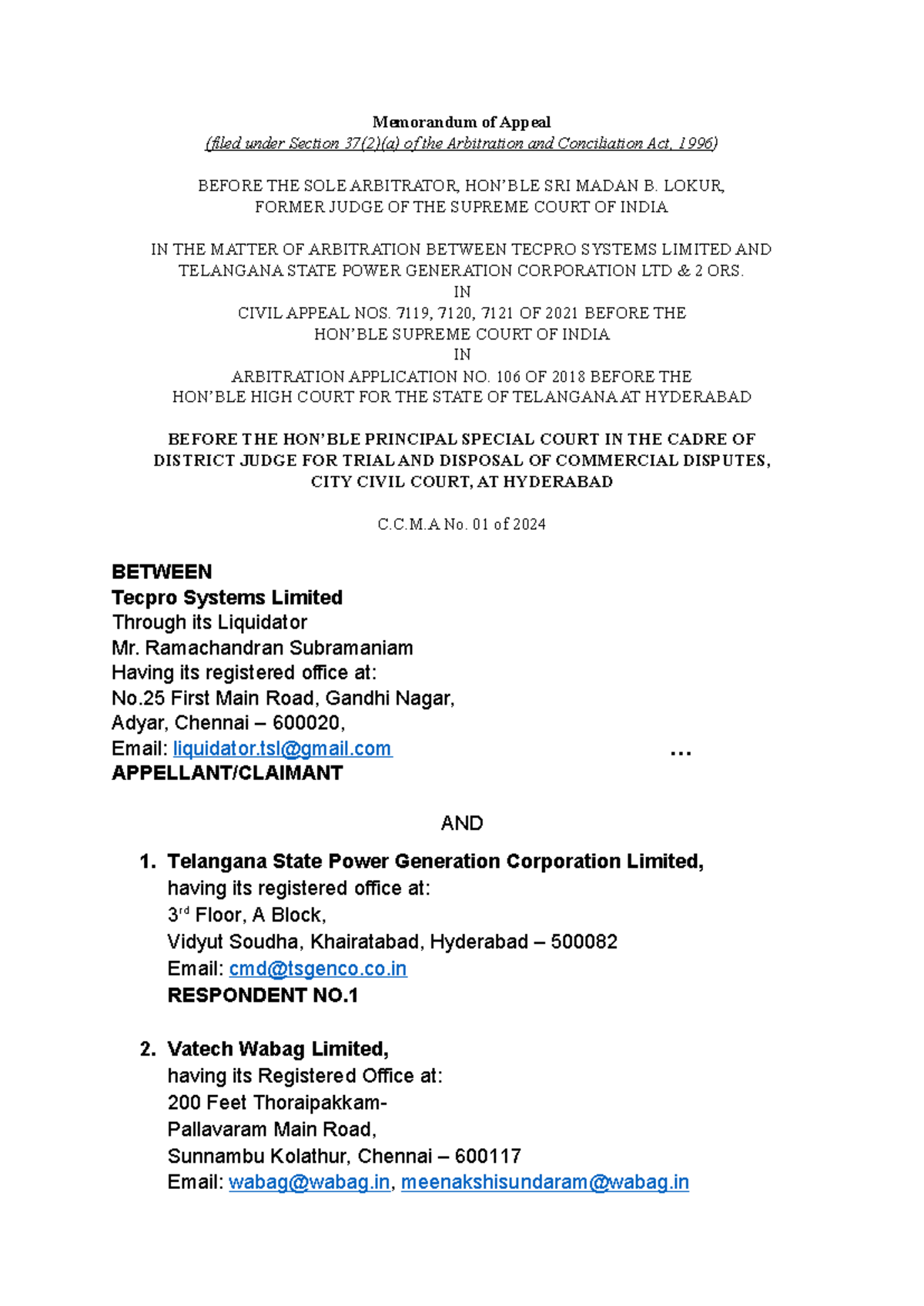 Draft Reply - nice - Memorandum of Appeal (filed under Section 37(2)(a ...