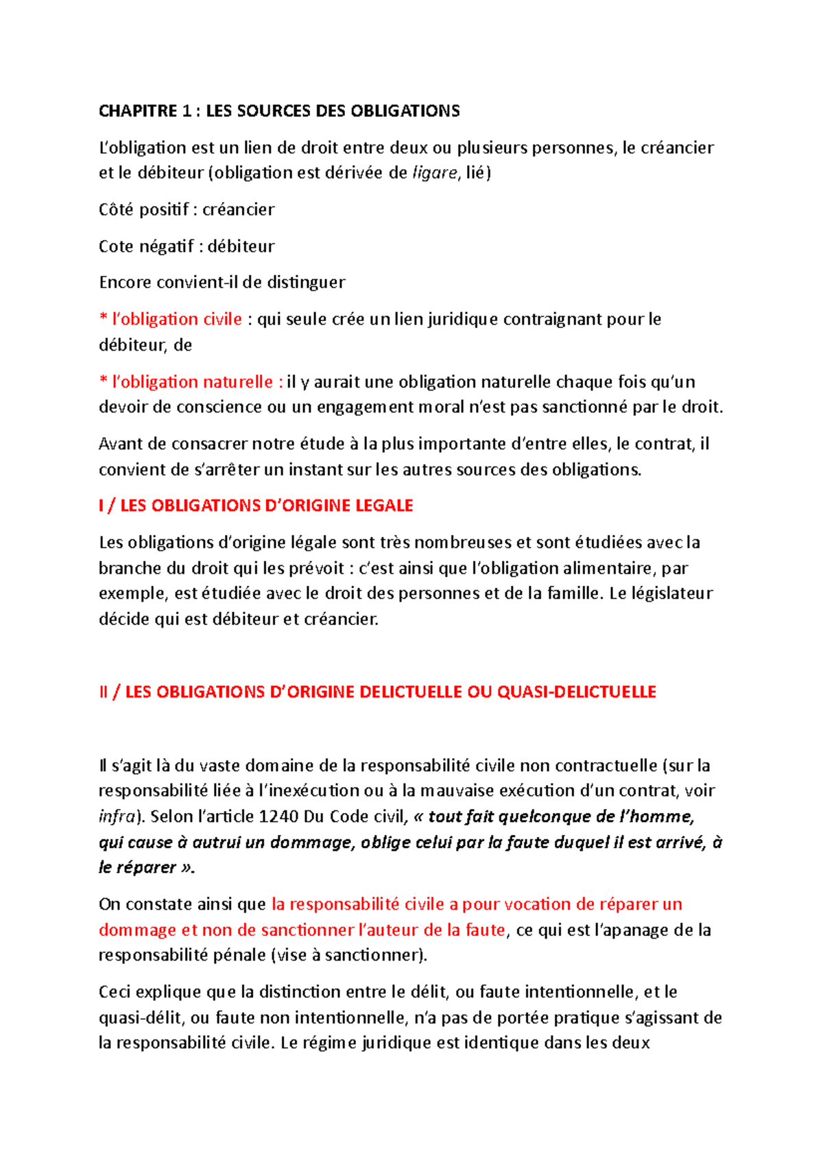 Chapitre 1 Droit - CHAPITRE 1 : LES SOURCES DES OBLIGATIONS L ...