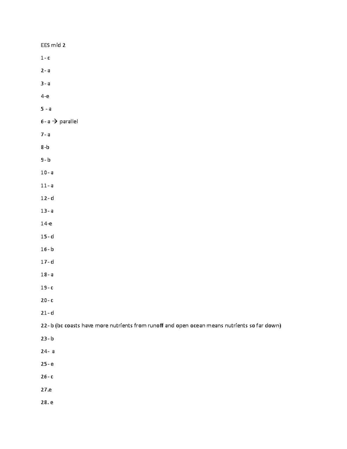 Practice Exam 2 - EES mid 2 1- c 2- a 3- a 4-e 5 - a 6- a parallel 7- a ...