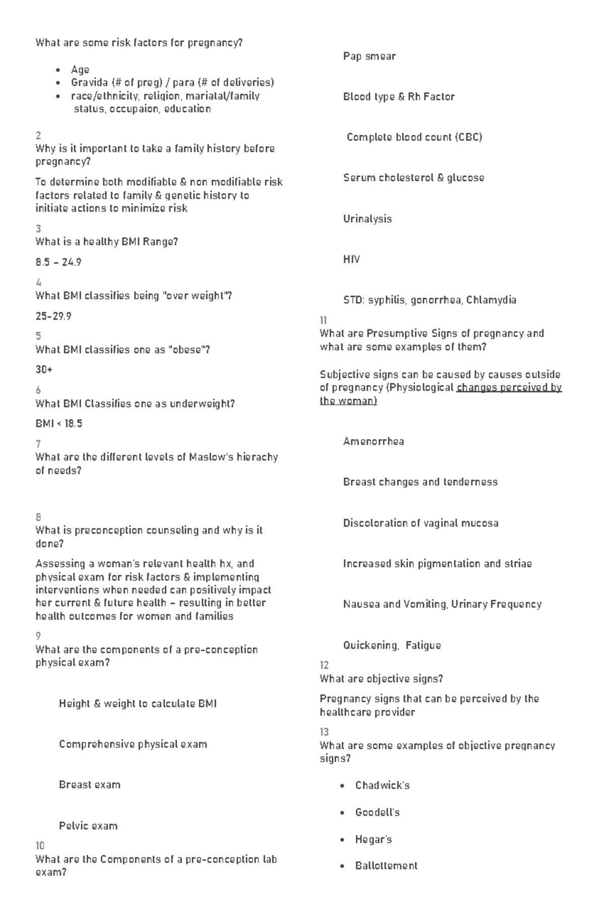 Maternal and Child Nursing - Antepartum Practice Test with Answers ...