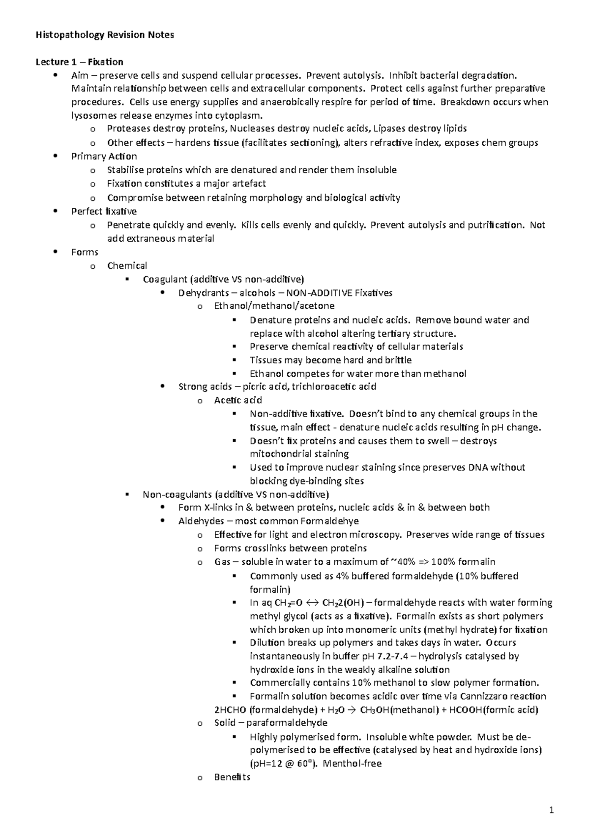 Revision Notes - Histopathology 300 - Histopathology Revision Notes ...