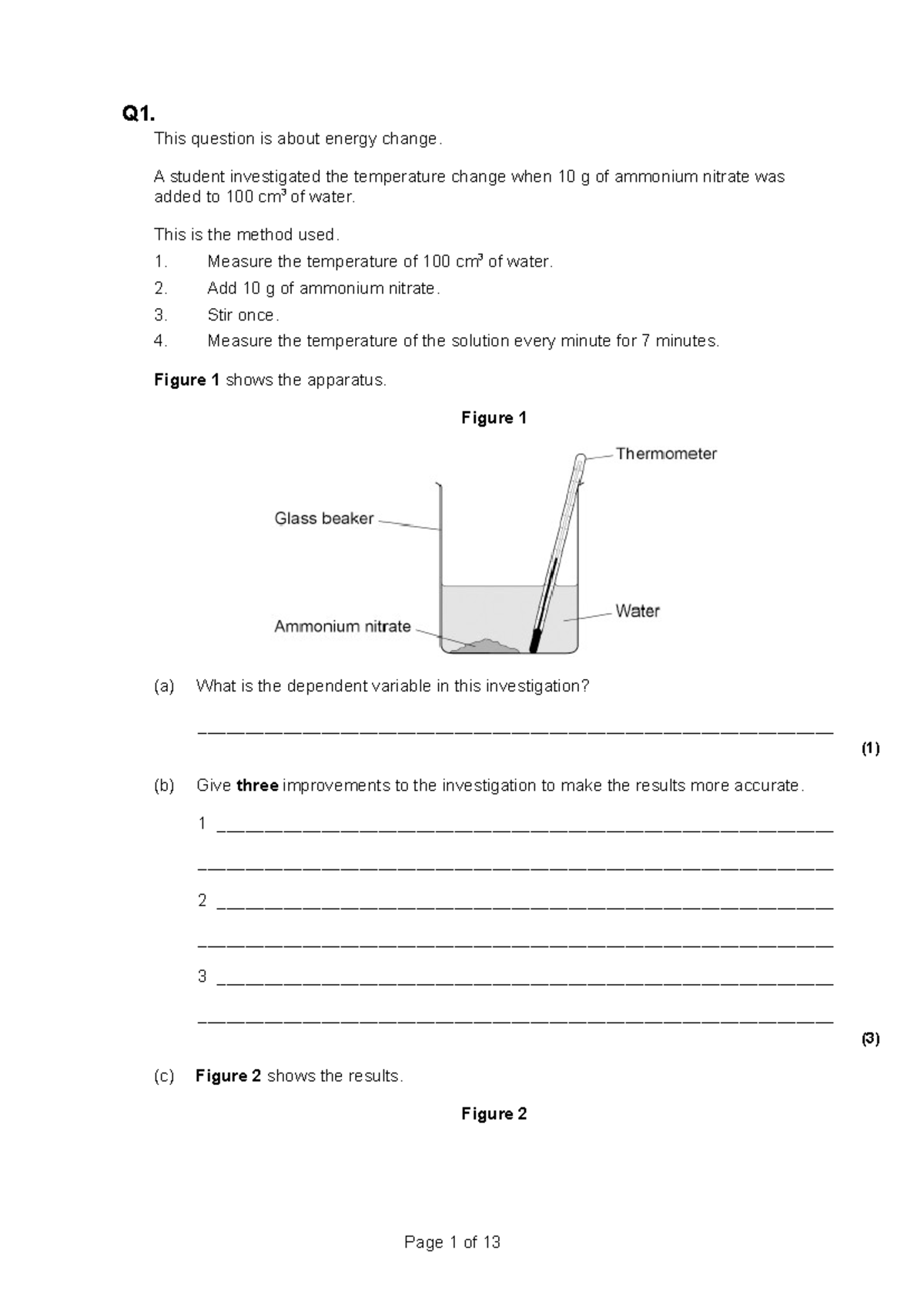 Exam Questions - Chemistry P1 - Q1. This Question Is About Energy 