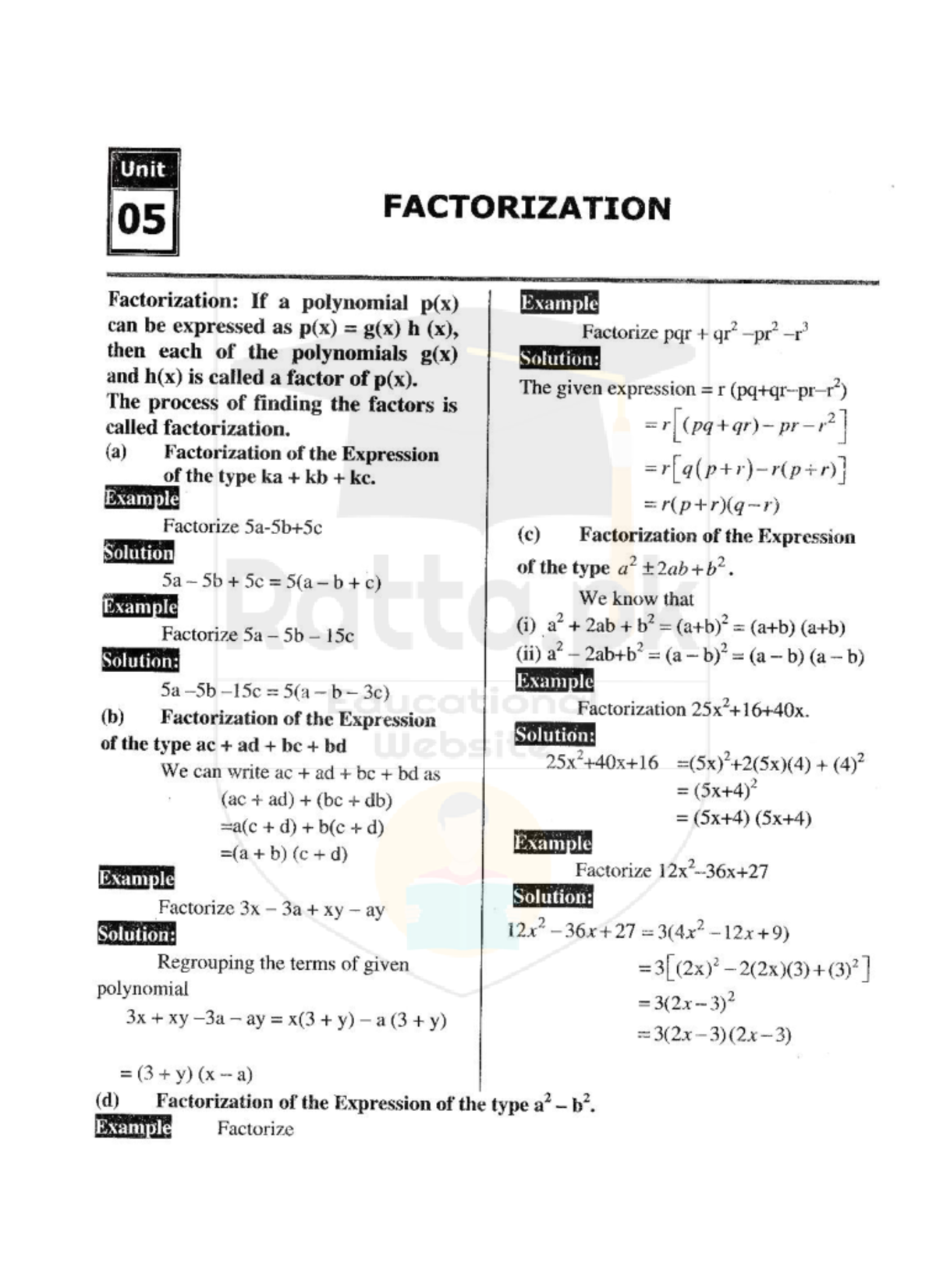 Math Factorization for Beginners, Intermediate and Advance Learn how