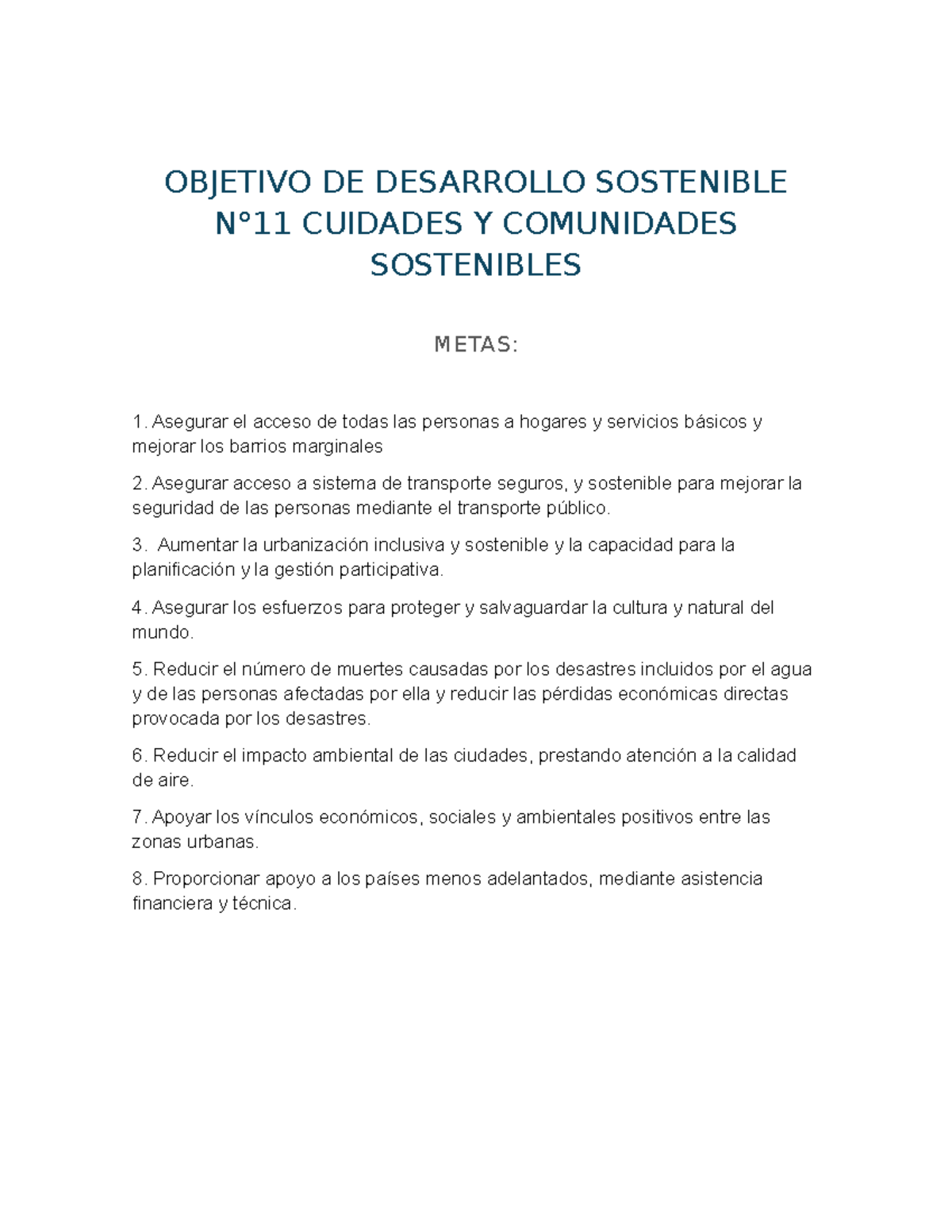 ODS 11 Ciudades y comunidades sostenibles - OBJETIVO DE DESARROLLO ...