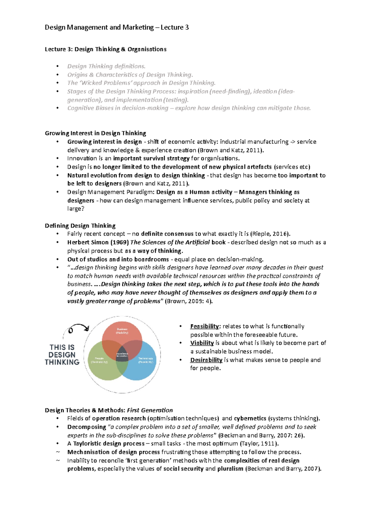 Lecture 3 - Design Thinking And Organisations - Lecture 3: Design ...