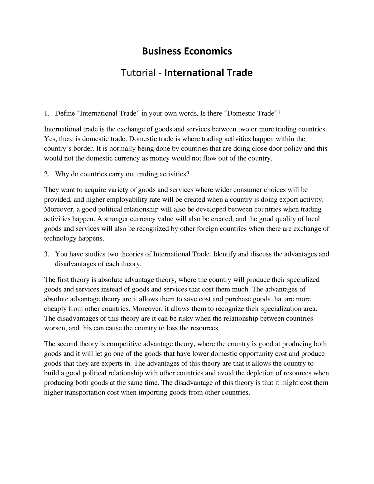 thesis on international trade