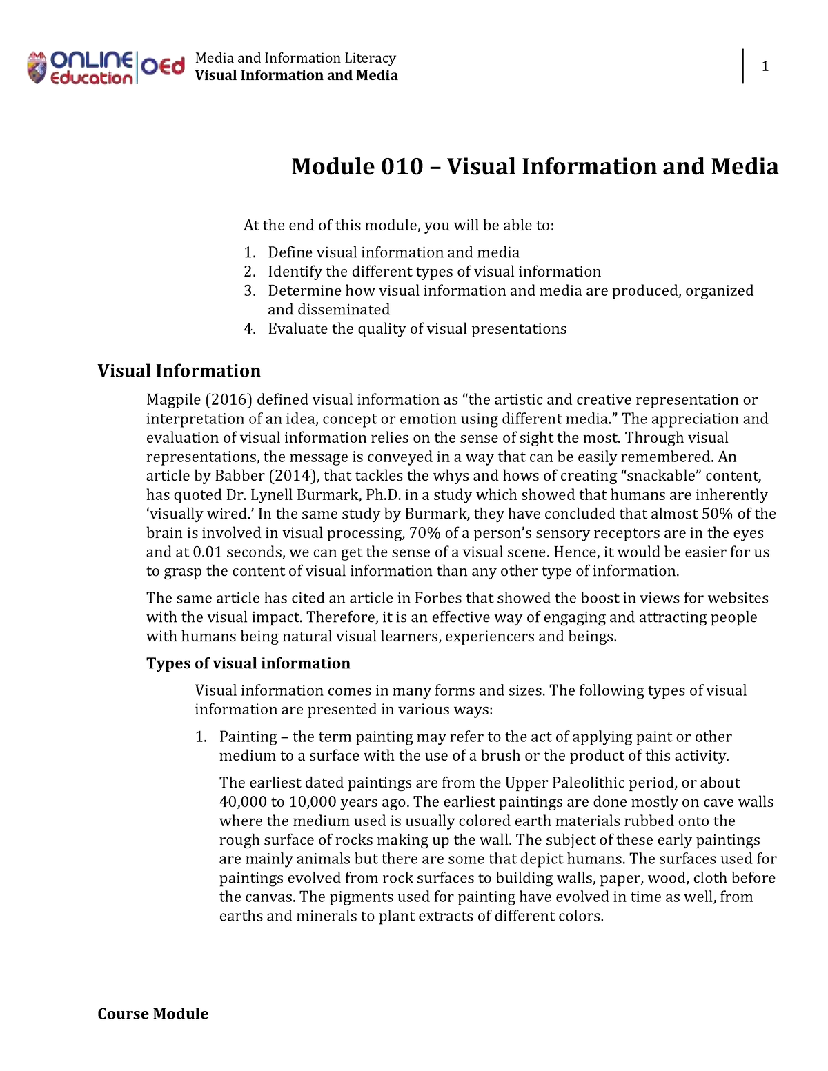 Week 013-module Visual Information And Mediavisual - Media And 