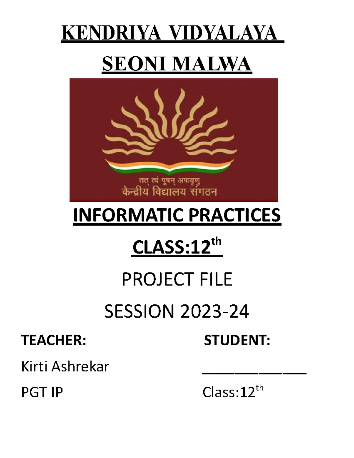 IP project Covid-19 impact - KENDRIYA VIDYALAYA SEONI MALWA INFORMATIC ...