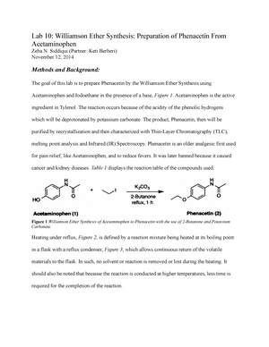 synthesis of phenacetin from acetaminophen